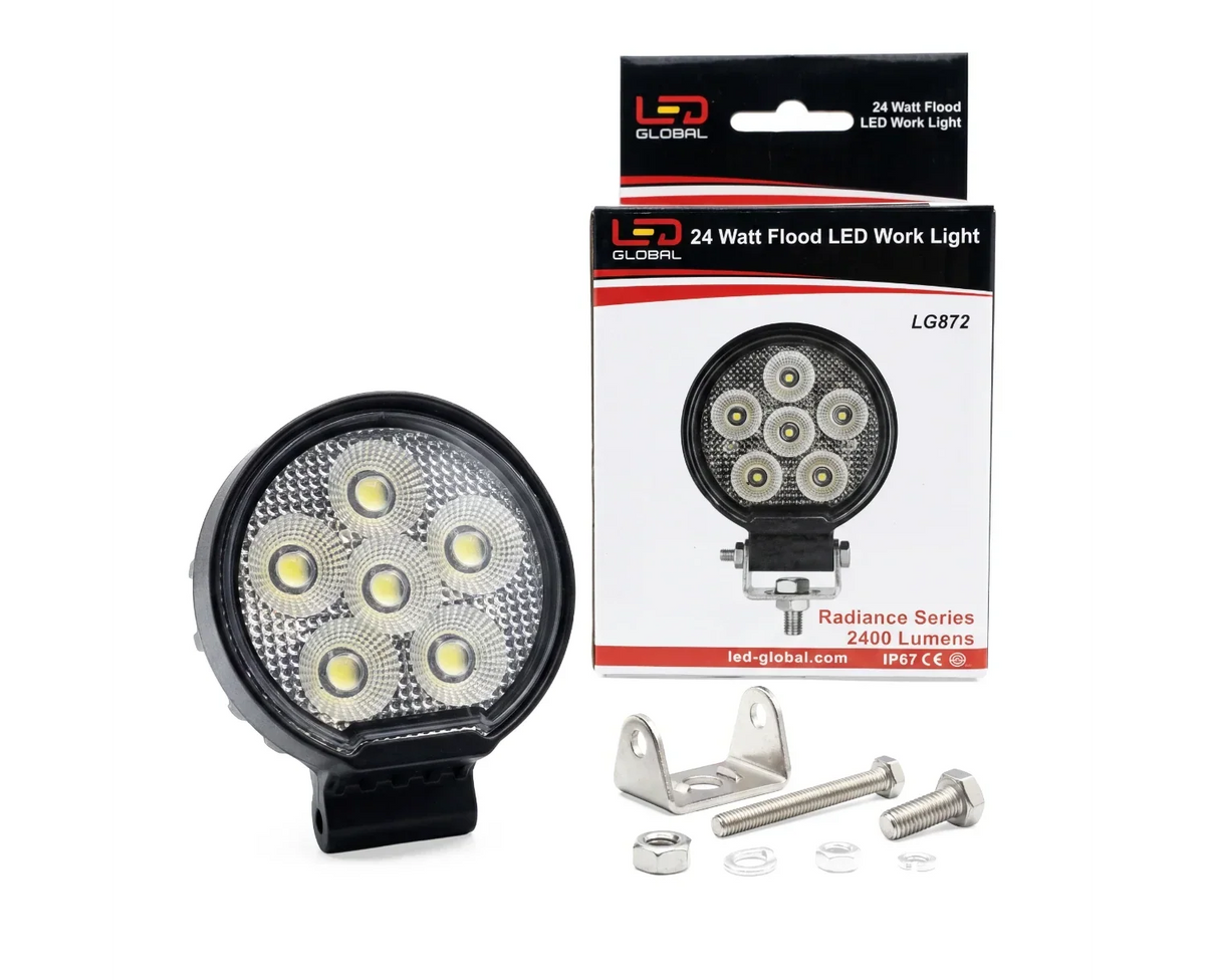 24 Watt LED Flood Beam Round Work Light - LG872